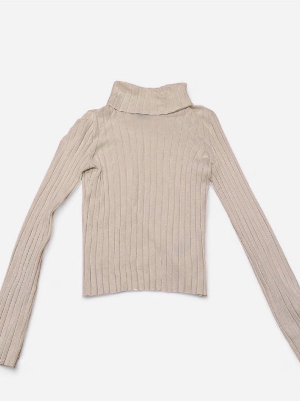 Ribbed Turtleneck Sweater - Cream